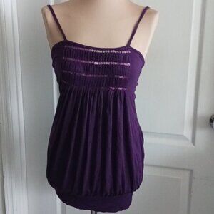 Orange Purple Sequins Top Blouse M